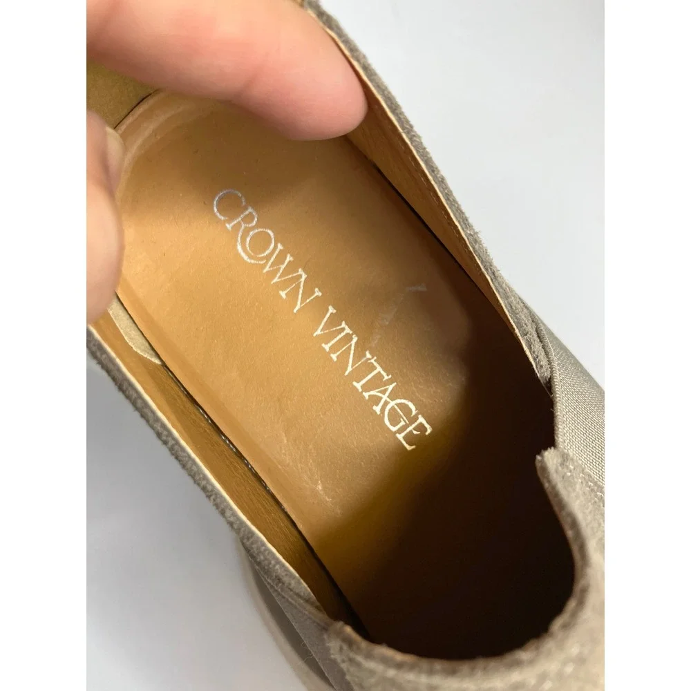 Crown Vintage Marlena gray suede platform slip on sneakers women's size 9 casual